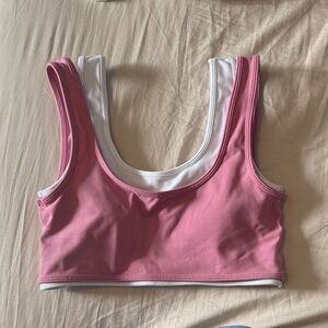 Elegant Pink and White Sports Bra
